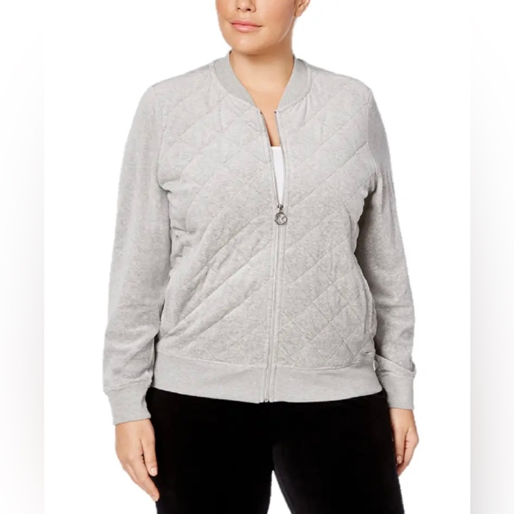 Calvin Klein Quilted Bomber Jacket in Heather Grey Size L